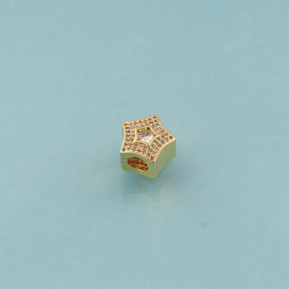 CZ Tube Spacer Beads,Star Beads,Tube Beads for DIY Jewelry Making,18K Gold