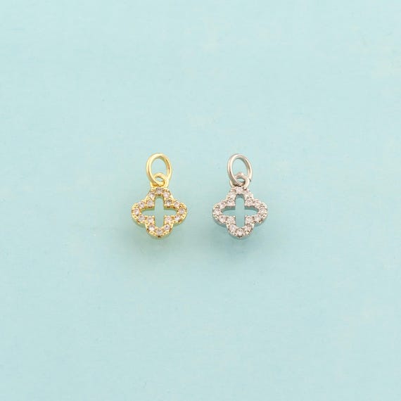 Gold CZ Cross Charms,Religious Jewelry,Christian Pendant for DIY Jewelry Making,18K Gold