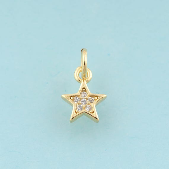 5 pcs Gold CZ Star Charms,Minimalist Jewelry,Star Pendant for DIY Jewelry Making,18K Gold