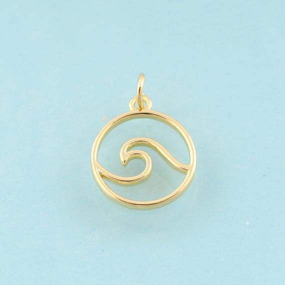5 Pcs Gold Wave Charms,Minimalist Jewelry,Round Pendant for DIY Jewelry Making,18K Gold