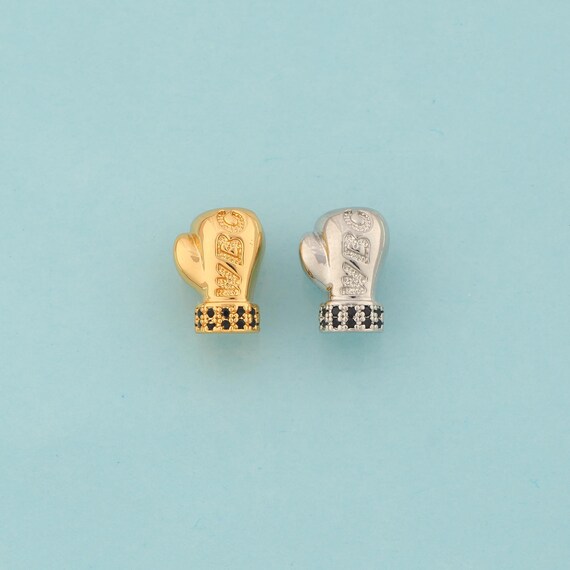 CZ Boxing Glove Spacer Beads,Boxing Glove Beads,Boxing Glove Beads for DIY Jewelry Making,18K Gold & Rhodium