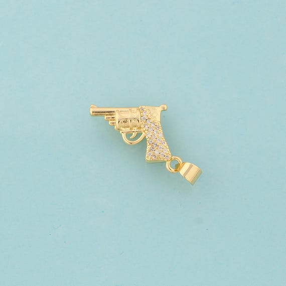 Gold CZ Weapon Charms,Weapon Jewelry,Weapon Pendant for DIY Jewelry Making,18K Gold