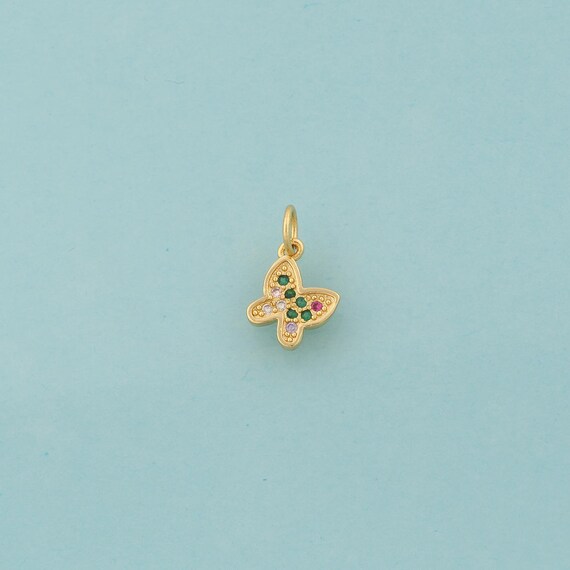 Gold CZ Butterfly Charms,Insect Jewelry,Butterfly Pendant for DIY Jewelry Making,18K Gold