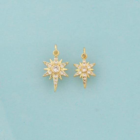 Gold Polaris Charms,Polaris Jewelry,CZ Polaris Pendant for DIY Jewelry Making,18K Gold