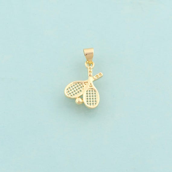 Gold Racket Charms,Sports Jewelry,Racket Pendant for DIY Jewelry Making,18K Gold