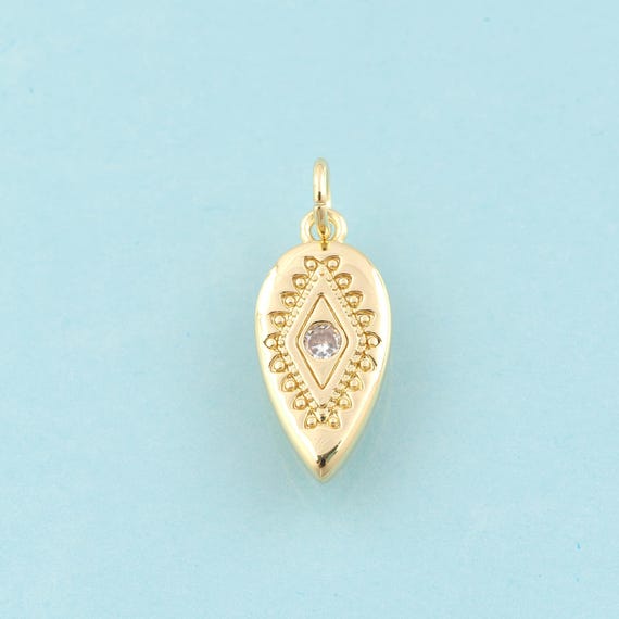 Gold CZ Oval Charms,Evil Eye Jewelry,Devil Eye Pendant for DIY Jewelry Making,18K Gold