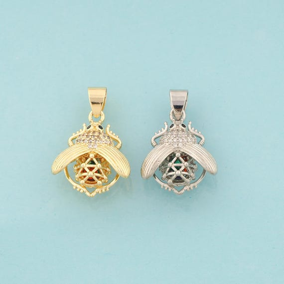 Gold CZ Insect Charms,Insect Jewelry,Insect Pendant for DIY Jewelry Making,18K Gold & Rhodium