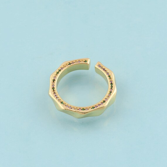 Gold Open Rings,Wide Jewelry Rings,Thick Rings Perfect Gift,18K Gold
