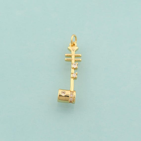 Gold CZ Erhu Charms,Erhu Jewelry,Erhu Pendant for DIY Jewelry Making,18K Gold