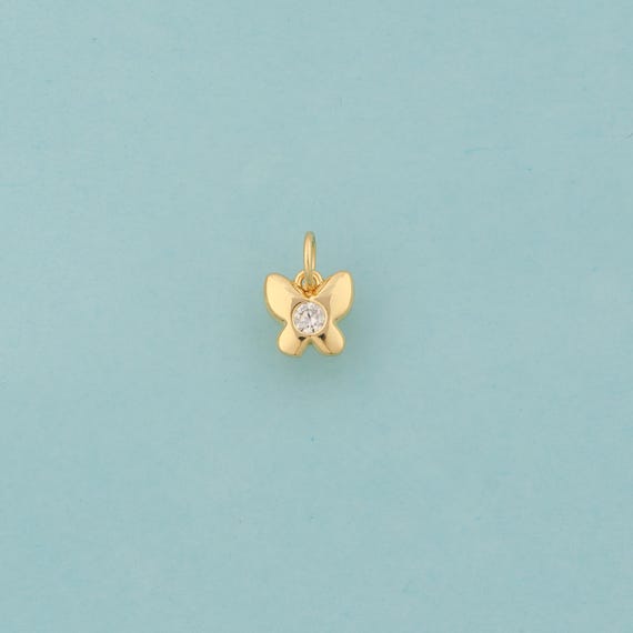5 pcs Gold CZ Butterfly Charms,Insect Jewelry,Butterfly Pendant for DIY Jewelry Making,18K Gold