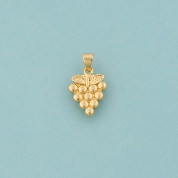Gold Grape Charms,Fruit Jewelry,Grape Pendant for DIY Jewelry Making,18K Gold