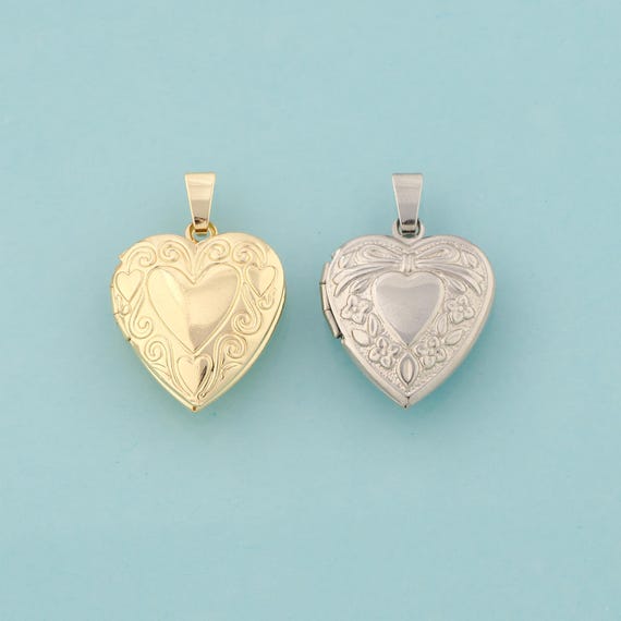 Gold Heart Charms,Love Jewelry,Photo Frame Pendant for DIY Jewelry Making,18K Gold