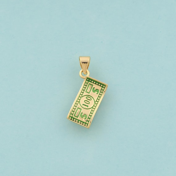 Gold Dollar Charms,Money Jewelry,Enamel Dollar Pendant for DIY Jewelry Making,18K Gold