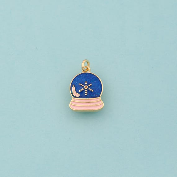 Gold Enamel Peaked Cap Charms,Snowflake Jewelry,Peaked Cap Pendant for DIY Jewelry Making,18K Gold
