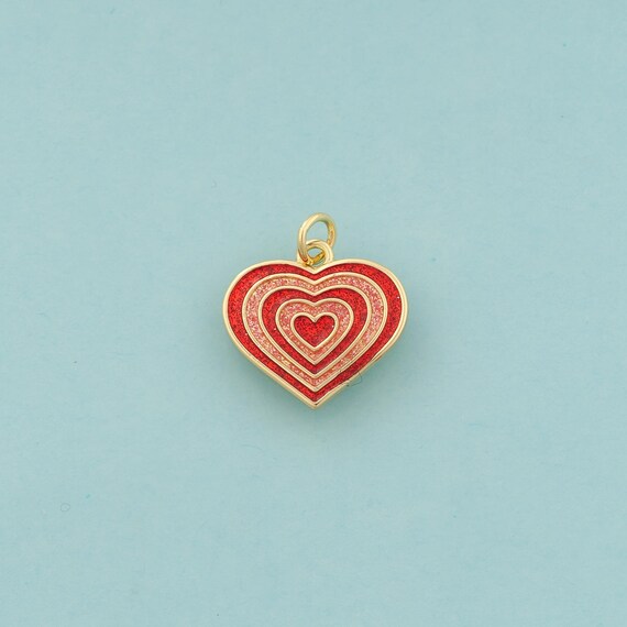 Gold Heart Charms,Love Jewelry,Enamel Heart Pendant for DIY Jewelry Making,18K Gold
