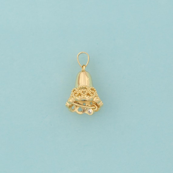 Gold CZ Bell Charms,Bell Jewelry,Bell Pendant for DIY Jewelry Making,18K Gold