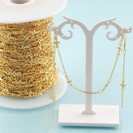 Gold Cross Chain,Special Jewelry Chain,Semi-Finished Product Chain for DIY Jewelry Making,18K Gold