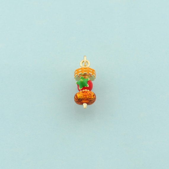 Gold Barbecue Charms,Kebab Jewelry,Enamel BBQ Pendant for DIY Jewelry Making,18K Gold