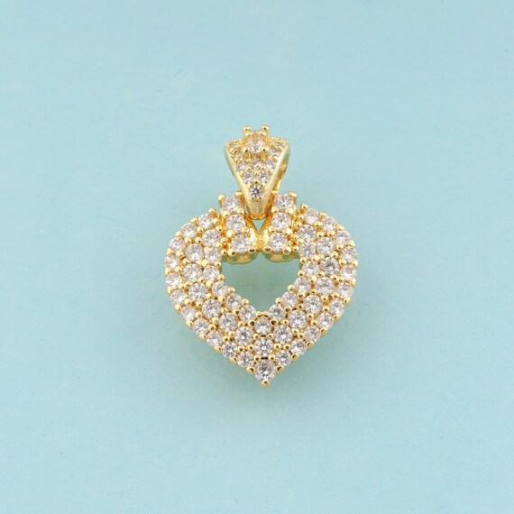 Gold CZ Heart Charms,Heart Jewelry,Heart Pendant for DIY Jewelry Making,18K Gold