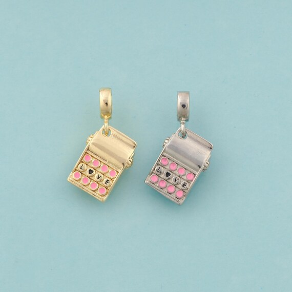 Gold Cosmetic Box Charms,Cosmetic Jewelry,Enamel Cosmetic Box Pendant for DIY Jewelry Making,18K Gold
