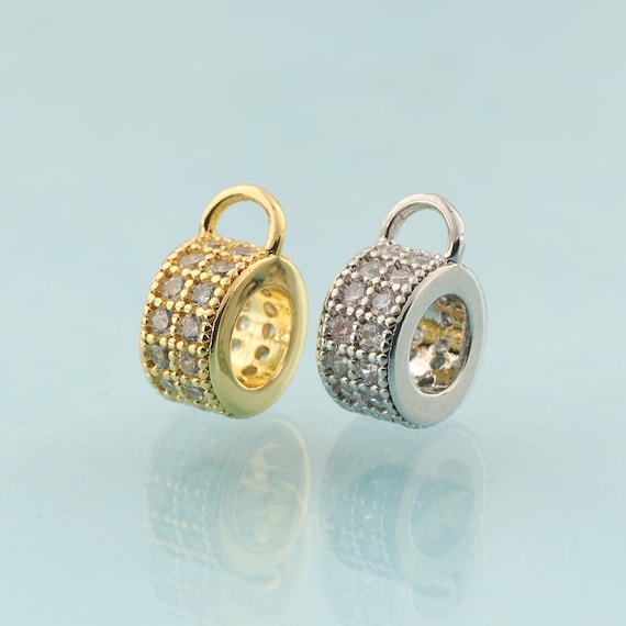 CZ Round Tube Spacer Beads,Water Cup Beads,Round Beads for DIY Jewelry Making,18K Gold & Rhodium