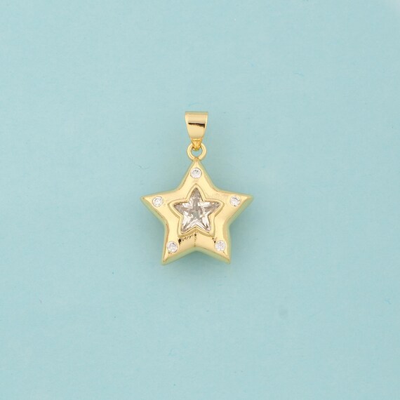 Gold CZ Star Charms,Star Jewelry,Star Pendant for DIY Jewelry Making,18K Gold