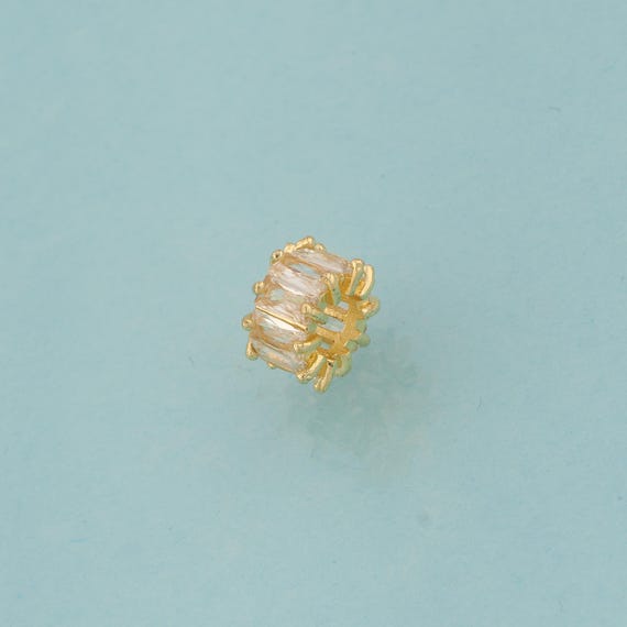 CZ Round Spacer Beads,Tube Beads,Round Tube Beads for DIY Jewelry Making,18K Gold