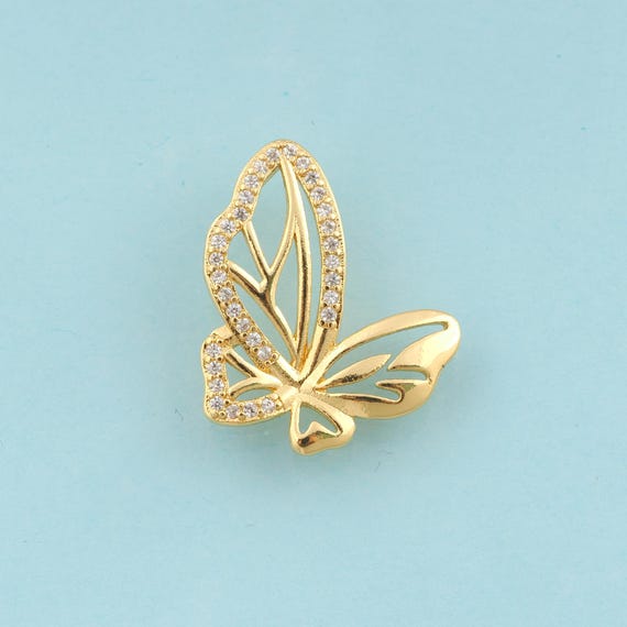 Gold CZ Butterfly Charms,Insect Jewelry,Butterfly Pendant for DIY Jewelry Making,18K Gold