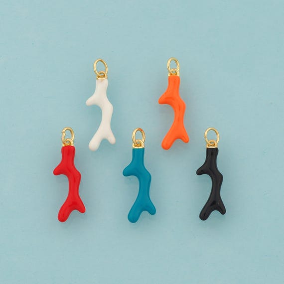 Gold Enamel Deer Antler Charms,Elk Antler Jewelry,Antler Pendant for DIY Jewelry Making,18K Gold