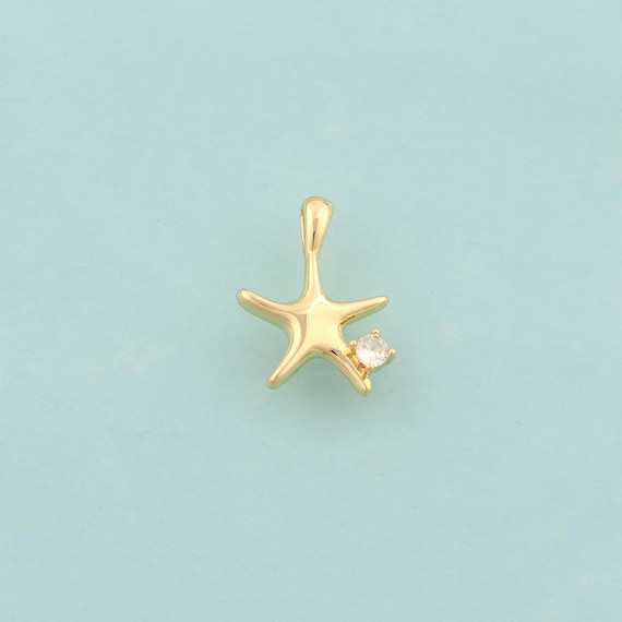 Gold CZ Starfish Charms,Starfish Jewelry,Starfish Pendant for DIY Jewelry Making,18K Gold