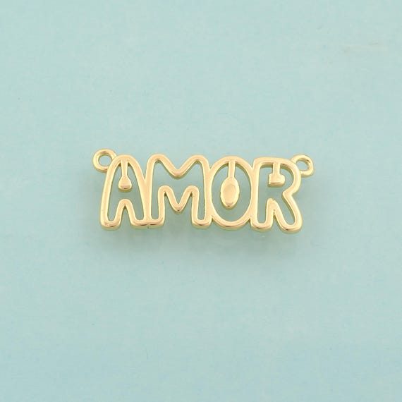 Gold AMOR Charms,Letter Jewelry,AMOR Pendant for DIY Jewelry Making,18K Gold