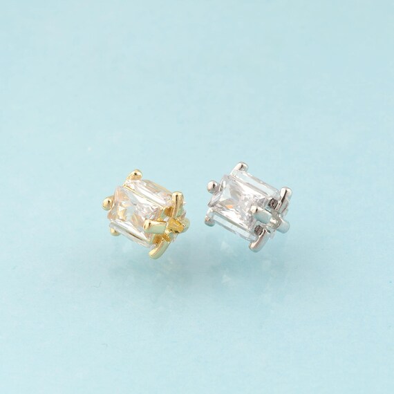 CZ Square Tube Spacer Beads,Square Beads,Tube Beads for DIY Jewelry Making,18K Gold & Rhodium