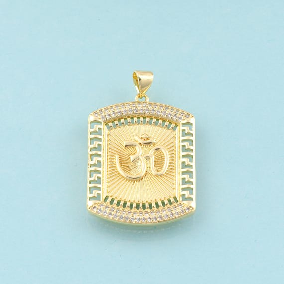 Gold CZ Ohm Charms,Yoga Jewelry,Symbol Pendant for DIY Jewelry Making,18K Gold