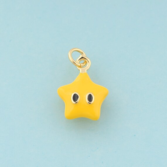 Gold Enamel Star Charms,Star Jewelry,Eye Pendant for DIY Jewelry Making,18K Gold