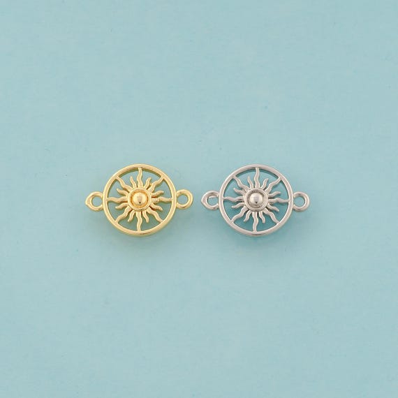 Gold Sun Connector,Celestial Jewelry Connector,Sunburst Connector for DIY Jewelry Making,18K Gold