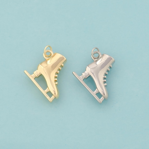 Gold Ice Skate Charms,Ice Skate Jewelry,Ice Skate Pendant for DIY Jewelry Making,18K Gold