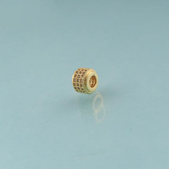 CZ Round Tube Spacer Beads,Round Beads,Tube Beads for DIY Jewelry Making,18K Gold