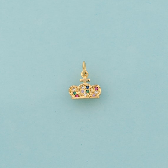 Gold CZ Crown Charms,King Crown Jewelry,Crown Pendant for DIY Jewelry Making,18K Gold