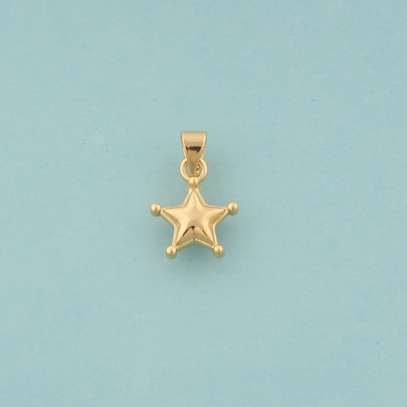 Gold Star Charms,Celestial Jewelry,Starburst Pendant for DIY Jewelry Making,18K Gold