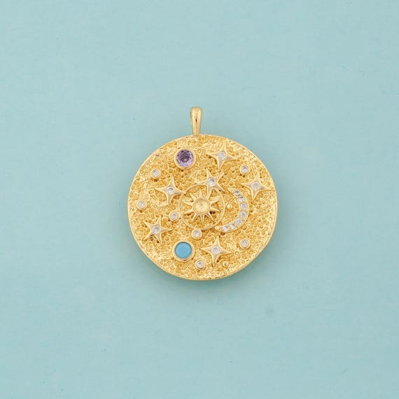 Gold CZ Moon Charms,Sun Jewelry,Star Pendant for DIY Jewelry Making,18K Gold