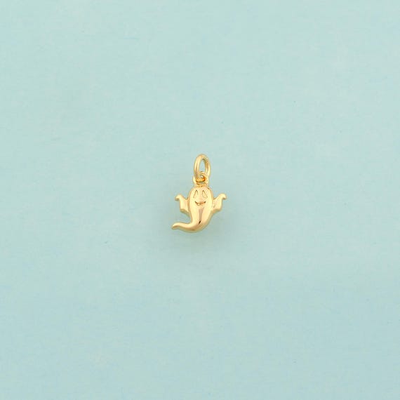 Gold Ghost Charms,Halloween Jewelry,Ghost Pendant for DIY Jewelry Making,18K Gold
