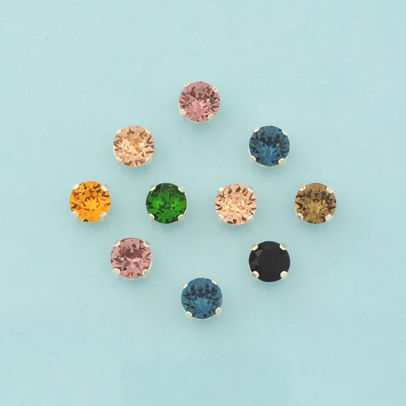 10 pcs Mix Random Colors Rivoli Crystal Beads,Stones in Metal Setting,Austrian Crystal,Made in Austria for DIY Jewelry Making