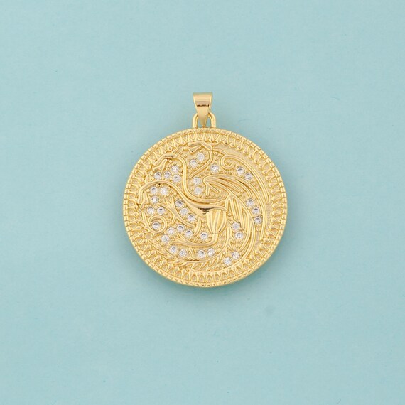 Gold CZ Totem Charms,Flower Jewelry,Totem Pendant for DIY Jewelry Making,18K Gold