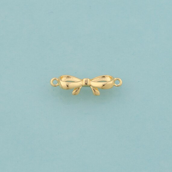 Gold Bow Connector,Tie Jewelry Connector,Bow Connector for DIY Jewelry Making,18K Gold