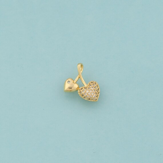 Gold CZ Heart Charms,Love Jewelry,Heart Pendant for DIY Jewelry Making,18K Gold