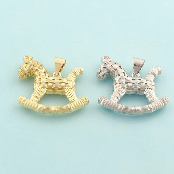 Gold Horse Charms,Animal Jewelry,Horse Pendant for DIY Jewelry Making,18K Gold