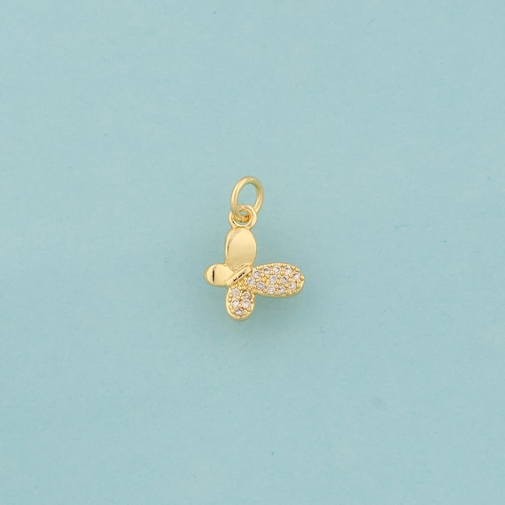 Gold Butterfly Charms,Butterfly Jewelry,CZ Butterfly Pendant for DIY Jewelry Making,18K Gold