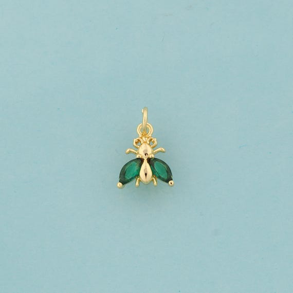 Gold Insect Charms,Insect Jewelry,CZ Insect Pendant for DIY Jewelry Making,18K Gold