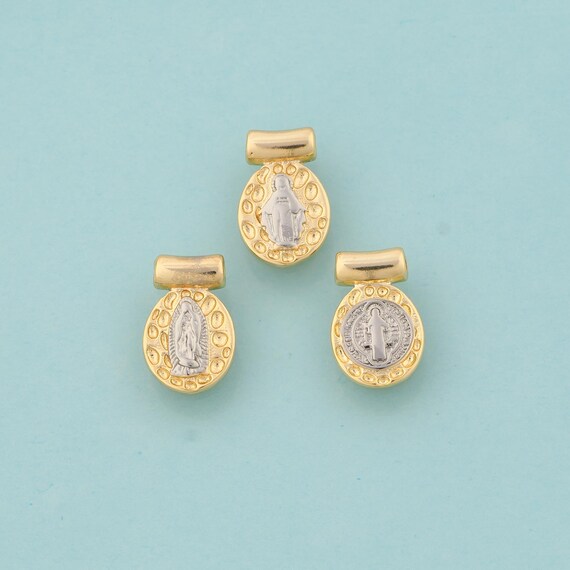 Gold Virgin Mary Charms,Religious Jewelry,Jesus Pendant for DIY Jewelry Making,18K Gold