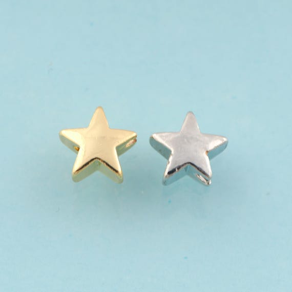 5 pcs Flat Spacer Beads,Star Beads,Star Flat Spacer Beads for DIY Jewelry Making,18K Gold & Rhodium